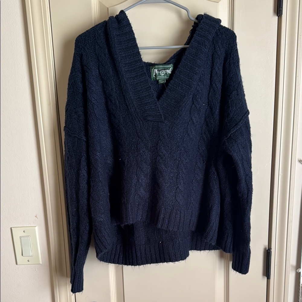 Navy Blue Cable Knit Sweater